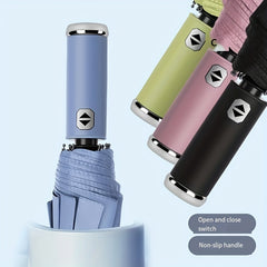 Fully Automatic Folding Umbrella - Adjustable Rotating LED Flashlight Umbrella 10 Bones Three Folding Anti-Wind - For Men & Women - Suitable for Rainy Days & Nighttime Walking - Perfect Gift for Commuters & Outdoor Enthusiast