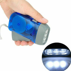 1pc Portable Hand Crank Flashlight with 3 LED Lights for Camping and Outdoor Lighting