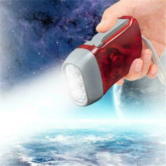 1pc Portable Hand Crank Flashlight with 3 LED Lights for Camping and Outdoor Lighting