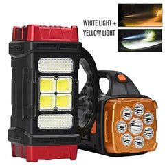 1pc Dual Solar-Powered LED+COB Multi-Functional Camping And Hiking Light, Super Bright Solar-powered Handheld Flashlight, Dual Light Sources For Emergency And Outdoor Use