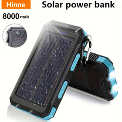 1pc 8000mAh Charger Portable Solar Cell Phone Battery Panel Charger With Flashlight Lighting/USB Compass, Suitable For IPhone/ Android Mobile Phone Electronic Devices, Gift Customization, Outdoor Camping Emergency Power Backu