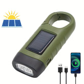 LED Solar Power Flashlight, Hand Crank Rechargeable Keychain Light, With Power Bank Function For Camping Hiking, Outdoor Survival Emergency