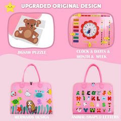 Montessori Toddler Busy Board,Autism Sensory Toys,Educational Activity Motor Skills Baby, Life Skills Learning Toys for Kids