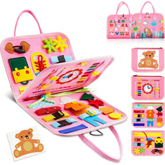 Montessori Toddler Busy Board,Autism Sensory Toys,Educational Activity Motor Skills Baby, Life Skills Learning Toys for Kids