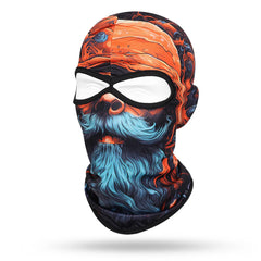 Motorcycle Balaclava, Beard Old Men Skull Print Full Face Cap, Biker Masks, Motorbike Helmet Hat, Cycling Headgear, 2 Holes,