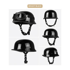 Motorcycle Helmet German Leather Style Pilot Motorcycle Open Face Retro Half Helmet Cruise Chopper Biker DOT Certification S-XXL