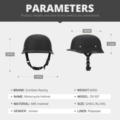 Motorcycle Helmet German Leather Style Pilot Motorcycle Open Face Retro Half Helmet Cruise Chopper Biker DOT Certification S-XXL