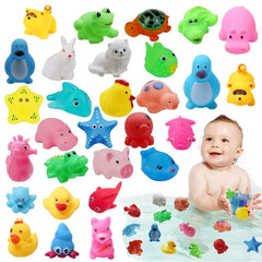 13pcs Baby Kids Bathing Toys Cute Animals Swimming Water Toys Soft Rubber Float Squeeze Sound Kids Wash Play Funny Toys Gifts