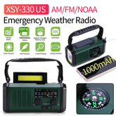 AM/FM/NOAA Weather Pocket Flashlight Radio SOS LED Emergency Radio Solar Hand Crank Powered Wind Up Phone Charger Bank