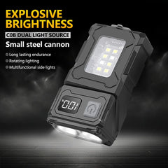 1/2PC MINI LED Flashlight USB Rechargeable Portable Tail magnet flashlight Super Bright Camping Lantern Side COB emergency light