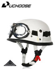 Motorcycle Half Helmet German Leather Vintage Helmet Casco Moto Motorcycle Open Face Helmet Biker Pilot