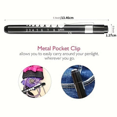 Oral Xamination Pen Light, Pen Flashlight, Pupil Examination Pen Light, Medical Pen Light with Pupil Gauge and Ruler