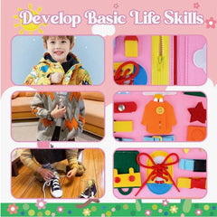 Montessori Toddler Busy Board,Autism Sensory Toys,Educational Activity Motor Skills Baby, Life Skills Learning Toys for Kids