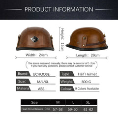 Motorcycle Half Helmet German Leather Vintage Helmet Casco Moto Motorcycle Open Face Helmet Biker Pilot
