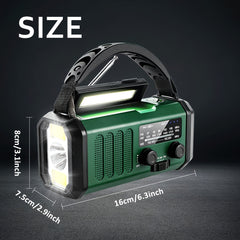Emergency Radio, Solar Hand Crank Powered, NOAA AM/FM Weather Radio, 3 Charging Methods, 10000mAh Polymer Battery, Flashlight & Reading Lamp, SOS Alarm, Phone Charger for Emergencies
