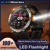 1pc JELLOO Men'S Smartwatch with 360p TFT Display, 1.45" Screen, 300mAh Rechargeable Battery, 3ATM Water Resistance, Wireless 5.2, USB Charging, LED Flashlight, Pedometer, Sports Modes, Compatible with iPhone & Android - Idea