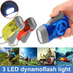 1pc Portable Hand Crank Flashlight with 3 LED Lights for Camping and Outdoor Lighting