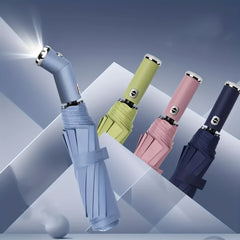 Fully Automatic Folding Umbrella - Adjustable Rotating LED Flashlight Umbrella 10 Bones Three Folding Anti-Wind - For Men & Women - Suitable for Rainy Days & Nighttime Walking - Perfect Gift for Commuters & Outdoor Enthusiast