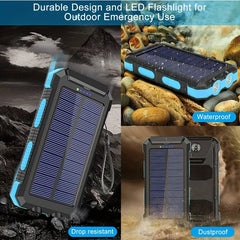1pc 8000mAh Charger Portable Solar Cell Phone Battery Panel Charger With Flashlight Lighting/USB Compass, Suitable For IPhone/ Android Mobile Phone Electronic Devices, Gift Customization, Outdoor Camping Emergency Power Backu