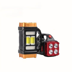 1pc Dual Solar-Powered LED+COB Multi-Functional Camping And Hiking Light, Super Bright Solar-powered Handheld Flashlight, Dual Light Sources For Emergency And Outdoor Use