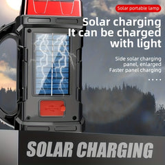 Multifunctional LED Solar Camping Light, Bright Portable Rechargeable Flashlight, Suitable For Outdoor Hiking Camping