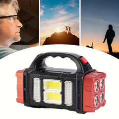 Multifunctional LED Solar Camping Light, Bright Portable Rechargeable Flashlight, Suitable For Outdoor Hiking Camping