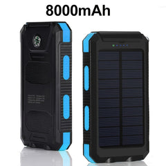 1pc 8000mAh Charger Portable Solar Cell Phone Battery Panel Charger With Flashlight Lighting/USB Compass, Suitable For IPhone/ Android Mobile Phone Electronic Devices, Gift Customization, Outdoor Camping Emergency Power Backu