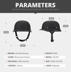 Motorcycle Half Helmet German Leather Vintage Helmet Casco Moto Motorcycle Open Face Helmet Biker Pilot DOT Certification S-XXL