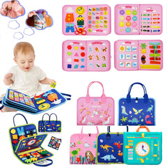 Montessori Toddler Busy Board Educational Activity for Basic Dress Motor Skills Baby Learning Toys for Travel
