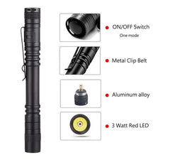 Red Light Penlight One Mode Red Light Flashlight for Camping Hiking Animal Protecting Beekeeping Detecting Aviation Night Vision