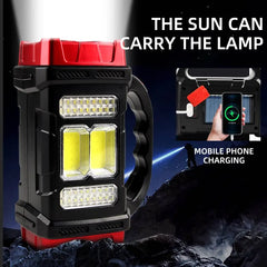 Solar-Powered Rechargeable LED Camping Light – Portable Dual Light Source (USB) for Outdoor, Searchlight & Strong Flashlight