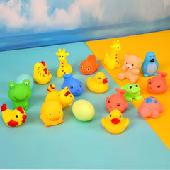 13pcs Baby Kids Bathing Toys Cute Animals Swimming Water Toys Soft Rubber Float Squeeze Sound Kids Wash Play Funny Toys Gifts