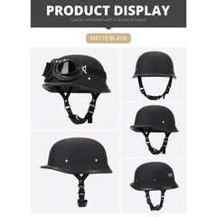 Motorcycle Helmet German Leather Style Pilot Motorcycle Open Face Retro Half Helmet Cruise Chopper Biker DOT Certification S-XXL