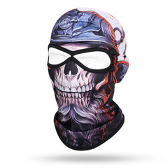 Motorcycle Balaclava, Beard Old Men Skull Print Full Face Cap, Biker Masks, Motorbike Helmet Hat, Cycling Headgear, 2 Holes,