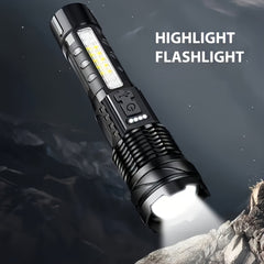 1pc APOLLOFIRE High Strength Aluminium Alloy Flashlight, P50 Light Beads, Built-in 1500 MA Battery, Rechargeable LED Flashlight, Flood Light For Outdoor Activities - Powerful And Portable Function