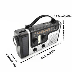Solar Hand Crank Emergency Radio AM/FM/SW Multi-band With Flashlight, Reading Light, Siren, Mobile Phone Charging Function